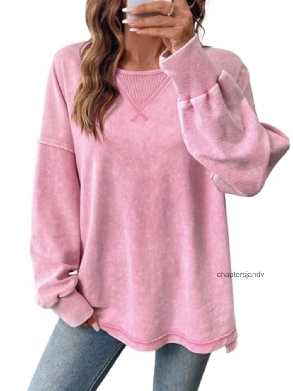 Women's Long Sleeve Crewneck Sweatshirt Oversized Pullover Casual